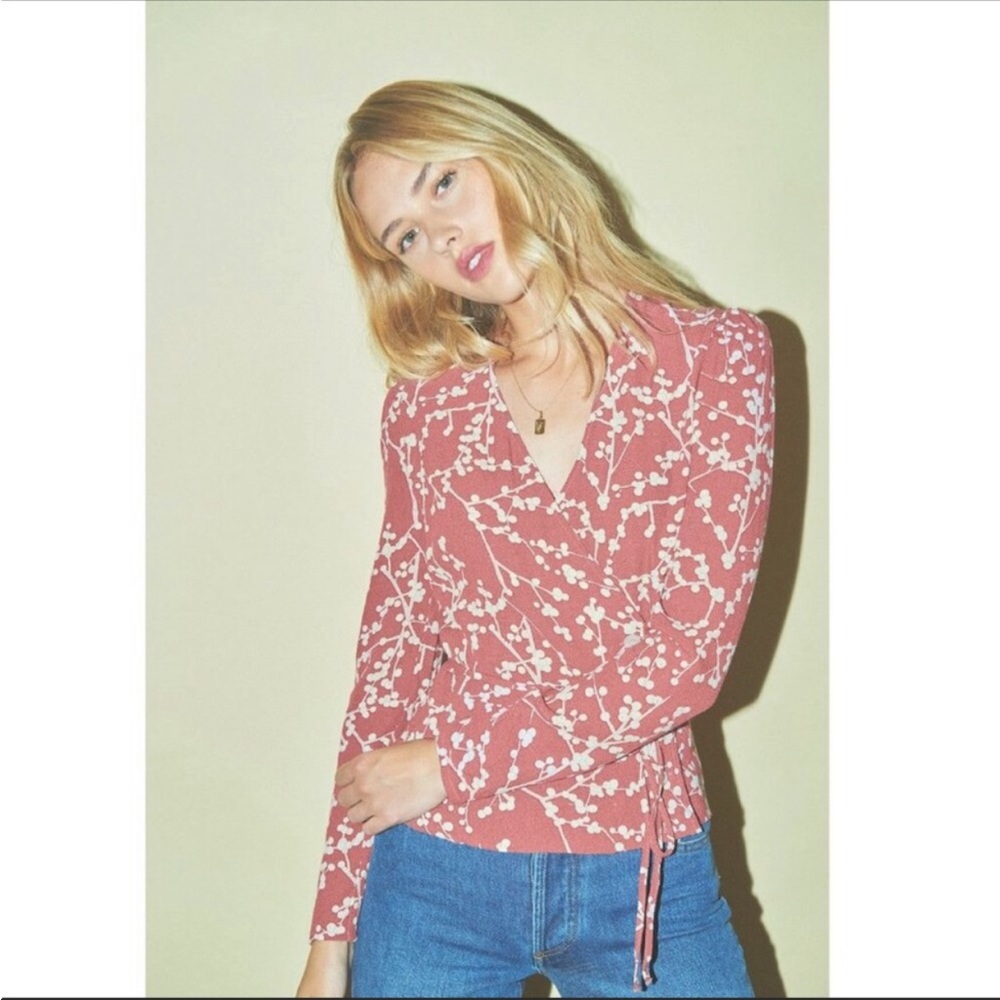 Rouje Gaby Top Dusty Rose in holly print
